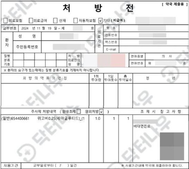 위고비 처방전