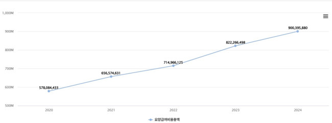 최근 5년간 VDT 증후군 요양급여비용 추이