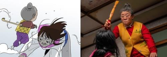 웹툰 '좀비딸'(좌)과 영화 '좀비딸'(우)